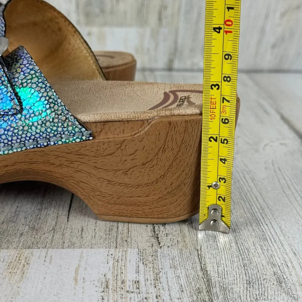 Dansko Size 41 Sophie Iridescent Blue Purple Double Strap Buckle Sandal - Picture 8 of 9